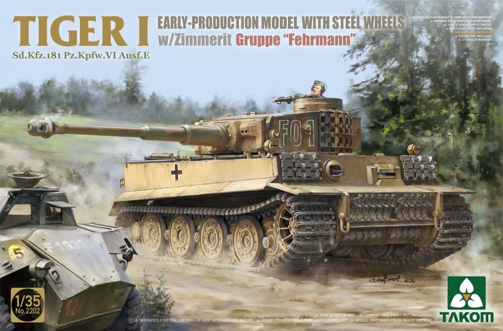 1/35 Tiger I Early Production SdKfz 181 PzKpfw VI Ausf E Tank w/Steel Wheels & Zimmerit