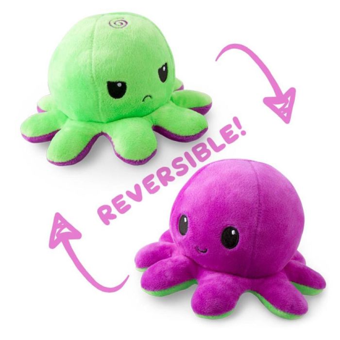 Reversible Octopus Plush: Purple & Green - Cats In Hat Inc.
