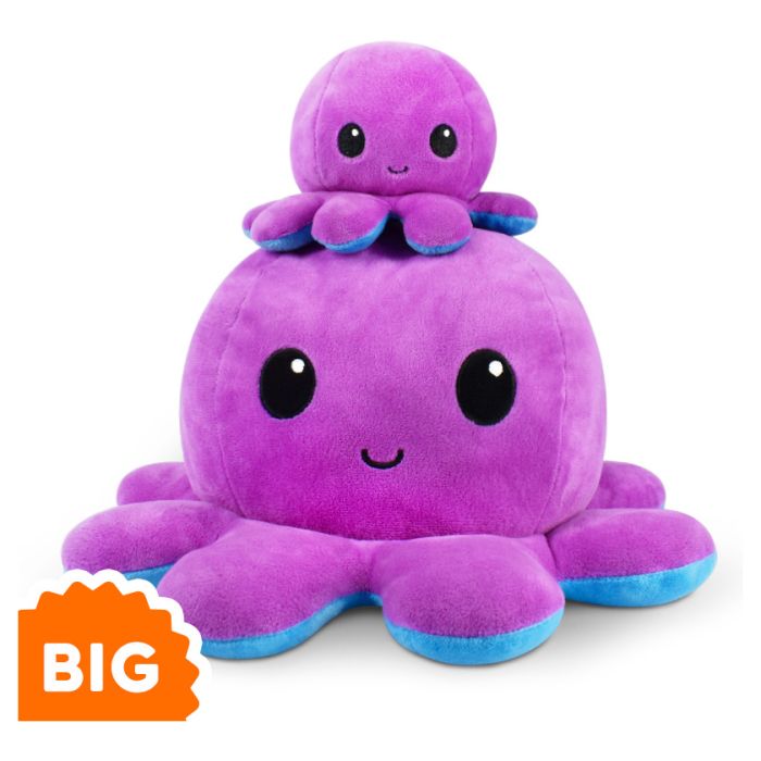 BIG Reversible Octopus Plush: Purple & Blue - Cats In Hat Inc.