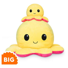 BIG Reversible Octopus Plush: Yellow & Red - Cats In Hat Inc.