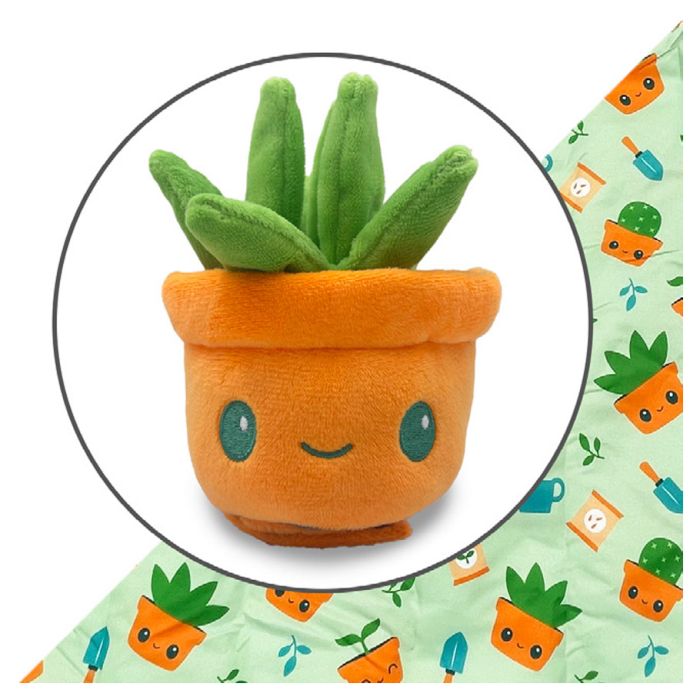 Plushie Tote: Green Succulent/Gardening - Cats In Hat Inc.