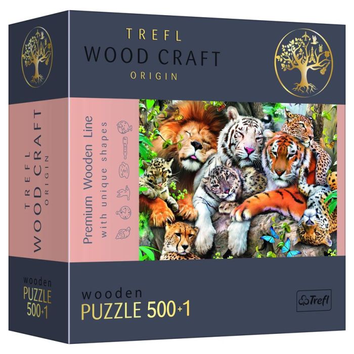 Puzzle: Woodcraft: Wild Cats In The Jungle 501 Piece - Cats In Hat Inc.