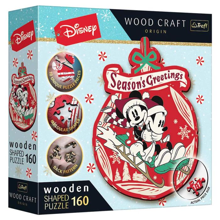 Puzzle: Disney Xmas Mickey Wooden Shape 160 Piece