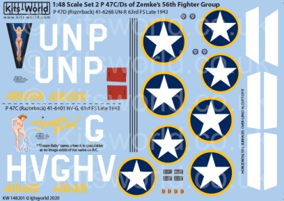 1/48 P47C/D 56th FG of Zemkes UN-P 63rd FS HV-G 61st FS Late 1943