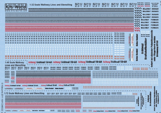 Multi-Scale 1/72 1/48 1/32 Walkway Lines Corners Stenciling Red Black White & British German Text