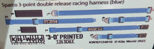 1/24 3D Color Sparco 3-Point Double Release Racing Seatbelts/Harness Blue