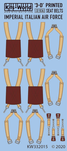 1/32 3D Color Seatbelts WWII Italian Fighters Fiat Macchi & Reggiane Aircraft