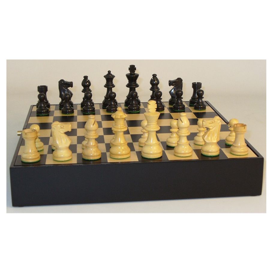 3" Black French Chess Set on Chest By WorldWise Imports