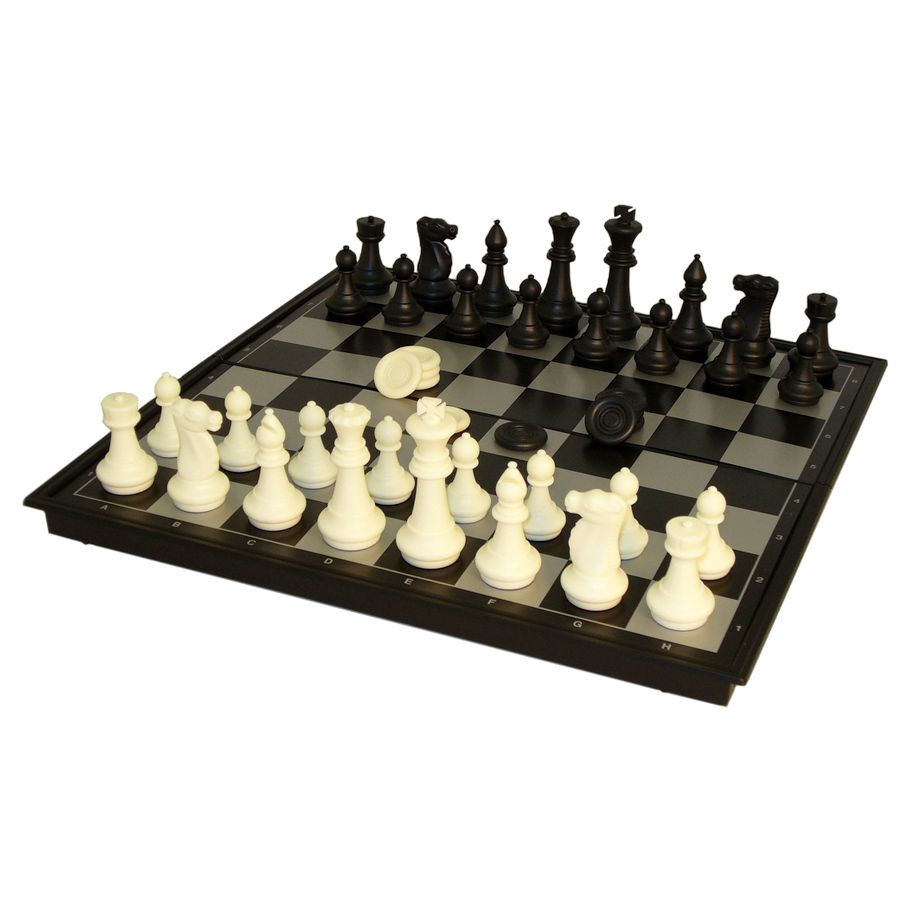 14" Folding Mag Chess & Non-Mag Checkers By WorldWise Imports