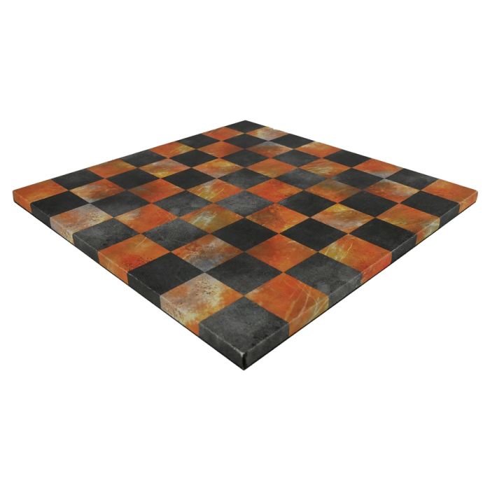 14.5" Leatherette Chess Board Fire And Dusky Black